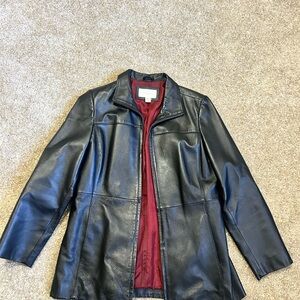 Worthington Black Leather Jacket with Red Interior